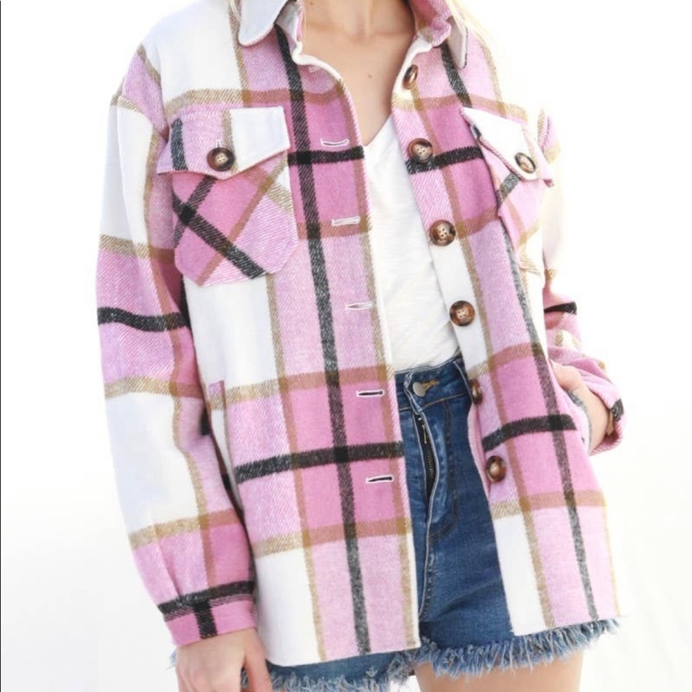Denton Pink Plaid Shacket
